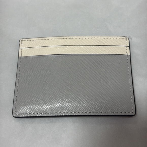 NWT Kate Spade Madison Color-block Small Slim Card Holder in Platinum Grey/Cream - Picture 6 of 8
